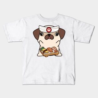 Sushi Chef Pug Kids T-Shirt